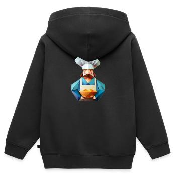 Origami-Koch - Kinder Premium Organic Zip Hoodie - Schwarz - Hinten - AI Model Kid Male (0cm)