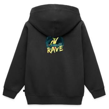 Rave DJ Fullmoon Party Cadeau - Sweat Premium à capuche zippé enfant bio - noir - Dos - AI Model Kid Male (0cm)