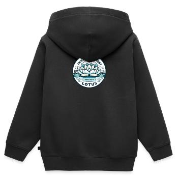 Inner Harmony Lotus - Eau sereine et design de fleurs - Sweat Premium à capuche zippé enfant bio - noir - Dos - AI Model Kid Male (0cm)