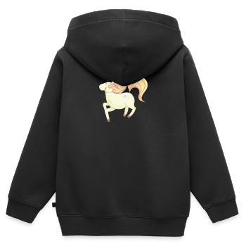 Pony - Kinder Premium Organic Zip Hoodie - Schwarz - Hinten - AI Model Kid Male (0cm)