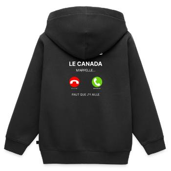 LE CANADA M'APPELLE FAUT QUE J'Y AILLE - Sweat Premium à capuche zippé enfant bio - noir - Dos - AI Model Kid Male (0cm)
