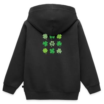 Kleeblätter und Kleeblätter - Kinder Premium Organic Zip Hoodie - Schwarz - Hinten - AI Model Kid Male (0cm)