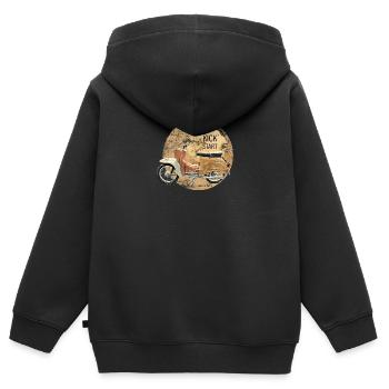 kickstart schwalbe simson ddr vintage - Kinder Premium Organic Zip Hoodie - Schwarz - Hinten - AI Model Kid Male (0cm)