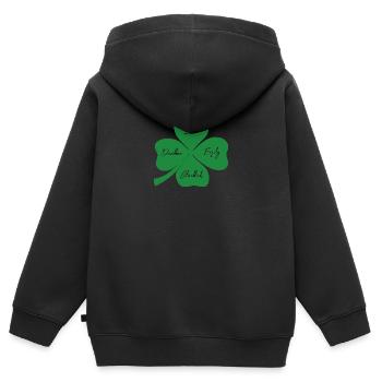 Kleeblatt Liebe Erfolg Gluecklich Dankbar - Kinder Premium Organic Zip Hoodie - Schwarz - Hinten - AI Model Kid Male (0cm)