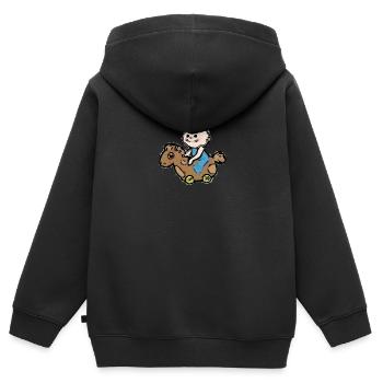 Baby - Kinder Premium Organic Zip Hoodie - Schwarz - Hinten - AI Model Kid Male (0cm)