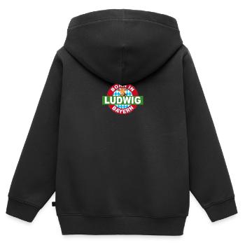 Born in Bayern, Ludwig, Luke, Wigg, Geschenk, Love - Kinder Premium Organic Zip Hoodie - Schwarz - Hinten - AI Model Kid Male (0cm)