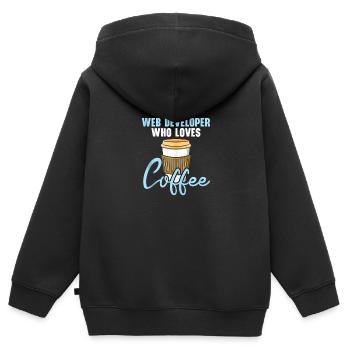Développement de sites Web Café Programme de développement Web - Sweat Premium à capuche zippé enfant bio - noir - Dos - AI Model Kid Male (0cm)