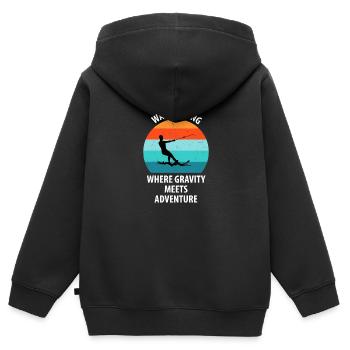 Wasserskier Wasserski Wasserskifahrer - Kinder Premium Organic Zip Hoodie - Schwarz - Hinten - AI Model Kid Male (0cm)