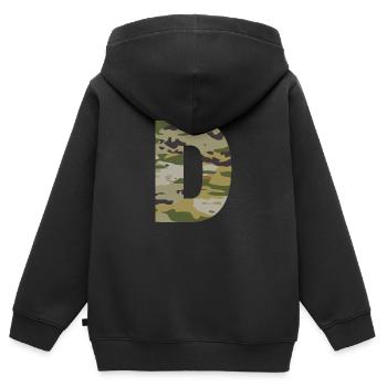 Tarnbuchstabe D - Kinder Premium Organic Zip Hoodie - Schwarz - Hinten - AI Model Kid Male (0cm)