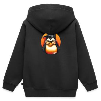 Lua-Linux Fusion : Pour les passionnés de technologie - Sweat Premium à capuche zippé enfant bio - noir - Dos - AI Model Kid Male (0cm)