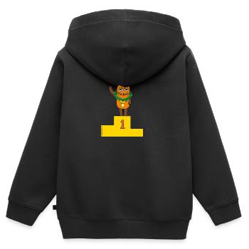 Die Maus bei Siegerehrung - Kinder Premium Organic Zip Hoodie - Schwarz - Hinten - AI Model Kid Male (0cm)