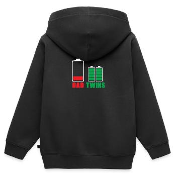 Père et jumeaux batteries niveau de la batterie - Sweat Premium à capuche zippé enfant bio - noir - Dos - AI Model Kid Male (0cm)