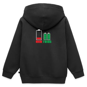 Niveau de batterie des batteries des mères et des jumeaux - Sweat Premium à capuche zippé enfant bio - noir - Dos - AI Model Kid Male (0cm)