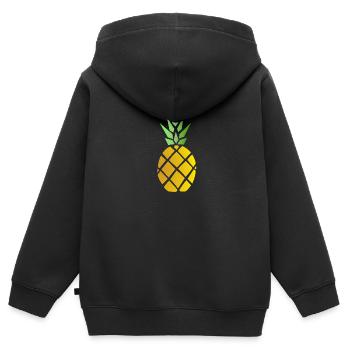 Ananas - Sweat Premium à capuche zippé enfant bio - noir - Dos - AI Model Kid Male (0cm)