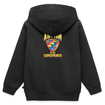 Autismus ist meine SuperPower - Kinder Premium Organic Zip Hoodie - Schwarz - Hinten - AI Model Kid Male (0cm)