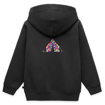Zelt - Kinder Premium Organic Zip Hoodie - Schwarz - Hinten - AI Model Kid Male (0cm)