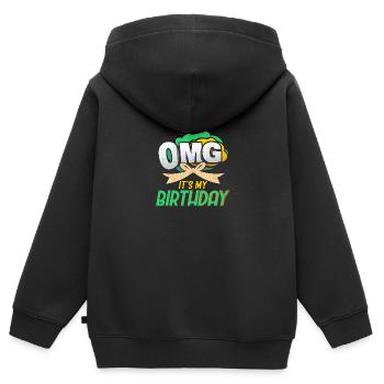OMG ist mein Geburtstags-Design-Design Halbton - Kinder Premium Organic Zip Hoodie - Schwarz - Hinten - AI Model Kid Male (0cm)