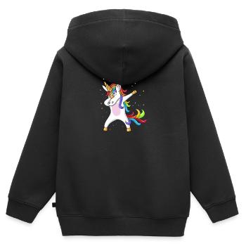Dabbing Unicorn glitter - Kids Premium Organic Zip-up Hoodie - black - Back - AI Model Kid Male (0cm)