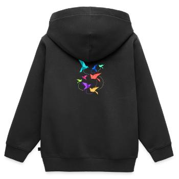 Origami paper crane folding art folding birds - Kids Premium Organic Zip-up Hoodie - black - Back - AI Model Kid Male (0cm)