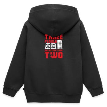 Drei Pedale sind besser als zwei I Gang Schaltung - Kinder Premium Organic Zip Hoodie - Schwarz - Hinten - AI Model Kid Male (0cm)