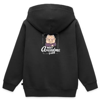 Grand-mère grand-mère grand-mère grand-mère grand-mère maman - Sweat Premium à capuche zippé enfant bio - noir - Dos - AI Model Kid Male (0cm)
