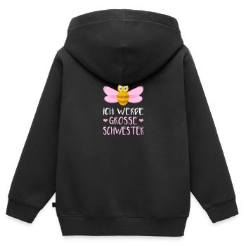 Ich werde grosse Schwester - Kinder Premium Organic Zip Hoodie - Schwarz - Hinten - AI Model Kid Male (0cm)