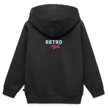 Retro - Kinder Premium Organic Zip Hoodie - Schwarz - Hinten - AI Model Kid Male (0cm)