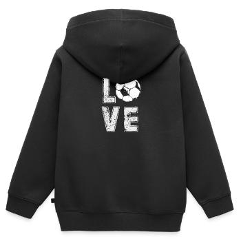 Mädchen Frauen lieben Fußball Fußball - Kinder Premium Organic Zip Hoodie - Schwarz - Hinten - AI Model Kid Male (0cm)