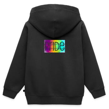 Gay Pride - Sweat Premium à capuche zippé enfant bio - noir - Dos - AI Model Kid Male (0cm)