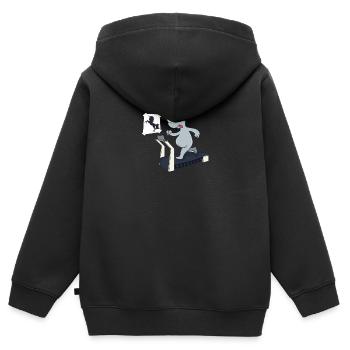 Nashorn Einhorn Motivation Laufband Ziele - Kinder Premium Organic Zip Hoodie - Schwarz - Hinten - AI Model Kid Male (0cm)