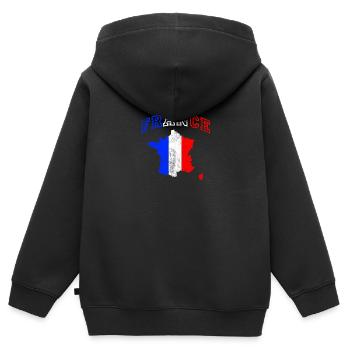 FRANCE, France, fabriqué en - Sweat Premium à capuche zippé enfant bio - noir - Dos - AI Model Kid Male (0cm)
