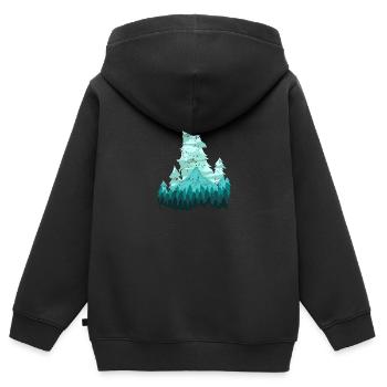 Wild Wilder Wolf Wildnis Outdoor Wald - Kinder Premium Organic Zip Hoodie - Schwarz - Hinten - AI Model Kid Male (0cm)