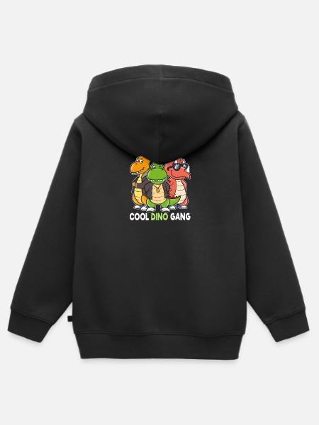 Cool Dino Gang Dinosaur Gangster - Kids Premium Organic Zip-up Hoodie - black