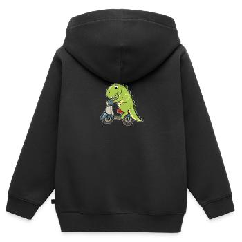 Moped Mofa Zweirad Dino Dinosaurier Biker - Kinder Premium Organic Zip Hoodie - Schwarz - Hinten - AI Model Kid Male (0cm)