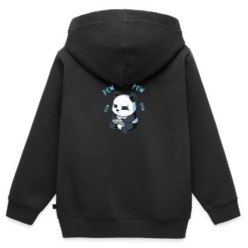 Panda Bär Online Pew Gamer Gaming PC Videospiel - Kinder Premium Organic Zip Hoodie - Schwarz - Hinten - AI Model Kid Male (0cm)