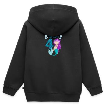 Ich bin 4 Jahre alt Nixe Kindergeburtstag Mädchen - Kinder Premium Organic Zip Hoodie - Schwarz - Hinten - AI Model Kid Male (0cm)