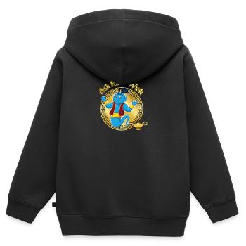 Frage den Flaschengeist nach einem Wunsch - Kinder Premium Organic Zip Hoodie - Schwarz - Hinten - AI Model Kid Male (0cm)