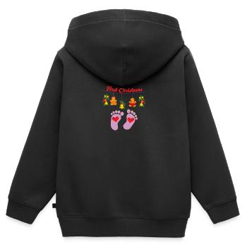 Premier noel - Sweat Premium à capuche zippé enfant bio - noir - Dos - AI Model Kid Male (0cm)