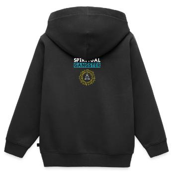 Meditierender buddhistischer spiritueller Gangsta - Kinder Premium Organic Zip Hoodie - Schwarz - Hinten - AI Model Kid Male (0cm)
