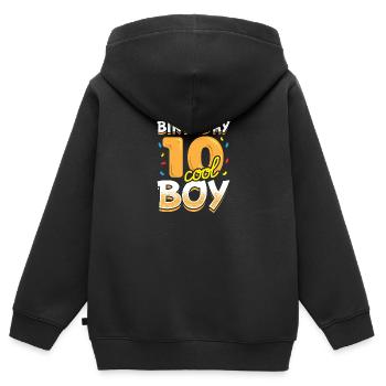 Anniversaire garçon 10 ans cadeau d'anniversaire garçon - Sweat Premium à capuche zippé enfant bio - noir - Dos - AI Model Kid Male (0cm)