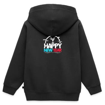 Cheerful Happy New Year Illustration - Sweat Premium à capuche zippé enfant bio - noir - Dos - AI Model Kid Male (0cm)