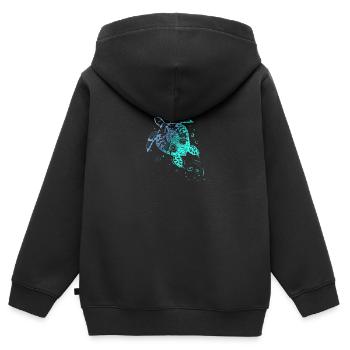 Tortues Mandala Oceanolegen Tattoo Cadeau - Sweat Premium à capuche zippé enfant bio - noir - Dos - AI Model Kid Male (0cm)