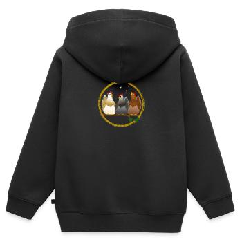 Poules poulets poulet coq poulets oiseau oeuf pâques - Sweat Premium à capuche zippé enfant bio - noir - Dos - AI Model Kid Male (0cm)