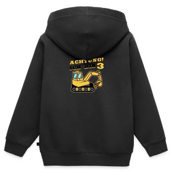 Attention I am 3 crawler excavator excavators - Kids Premium Organic Zip-up Hoodie - black - Back - AI Model Kid Male (0cm)