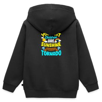 Plus jeune enfant drôle de cadeau - Sweat Premium à capuche zippé enfant bio - noir - Dos - AI Model Kid Male (0cm)
