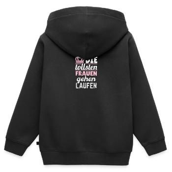 Frauen Mädchen Läufer Shirt Sport Geschenkidee - Kinder Premium Organic Zip Hoodie - Schwarz - Hinten - AI Model Kid Male (0cm)