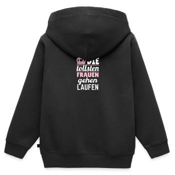Frauen Mädchen Läufer Shirt Sport Geschenkidee - Kinder Premium Organic Zip Hoodie - Schwarz - Hinten - AI Model Kid Male (0cm)