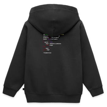java code - Sweat Premium à capuche zippé enfant bio - noir - Dos - AI Model Kid Male (0cm)