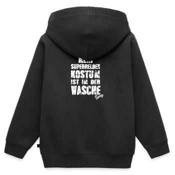 Superheld Kostüm In Der Wäschel Superhelden TShirt - Kinder Premium Organic Zip Hoodie - Schwarz - Hinten - AI Model Kid Male (0cm)