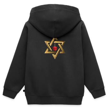Davidstern Jüdischer Dreidel - Kinder Premium Organic Zip Hoodie - Schwarz - Hinten - AI Model Kid Male (0cm)